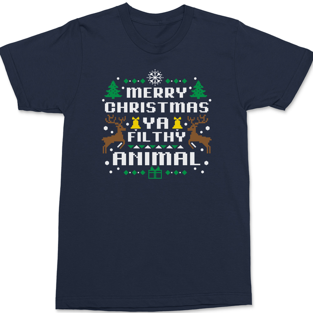 Merry Christmas Ya Filthy Animal T-Shirt Navy