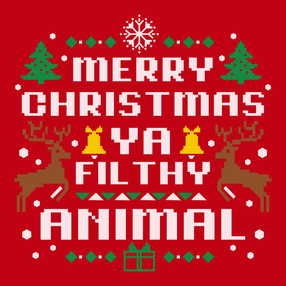 Merry Christmas Ya Filthy Animal T-Shirt RED