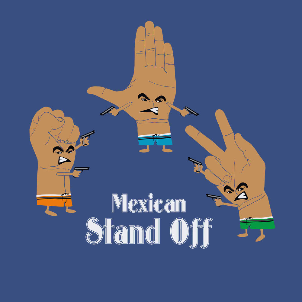 Mexican Standoff Paper Rock Scissors T-Shirt BLUE