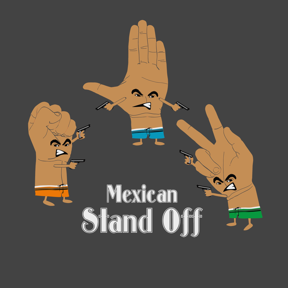 Mexican Standoff Paper Rock Scissors T-Shirt CHARCOAL
