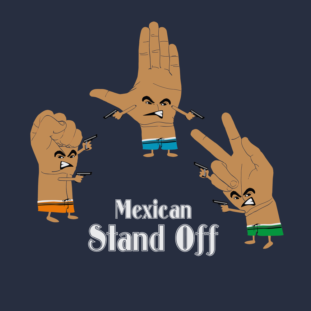 Mexican Standoff Paper Rock Scissors T-Shirt Navy