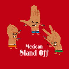 Mexican Standoff Paper Rock Scissors T-Shirt RED