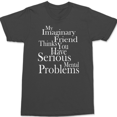 My Imaginary Friend Thinks You Have Serious Mental Problems T-Shirt CHARCOAL