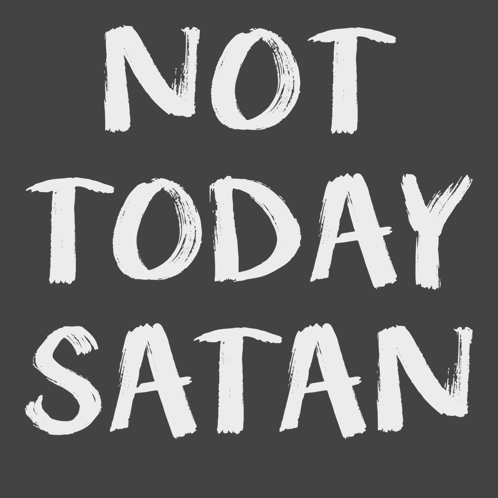 not today satan card sleeves Risograph Art Print (11" x 17") with the right amount of stretch Not Today Satan Greeting Card