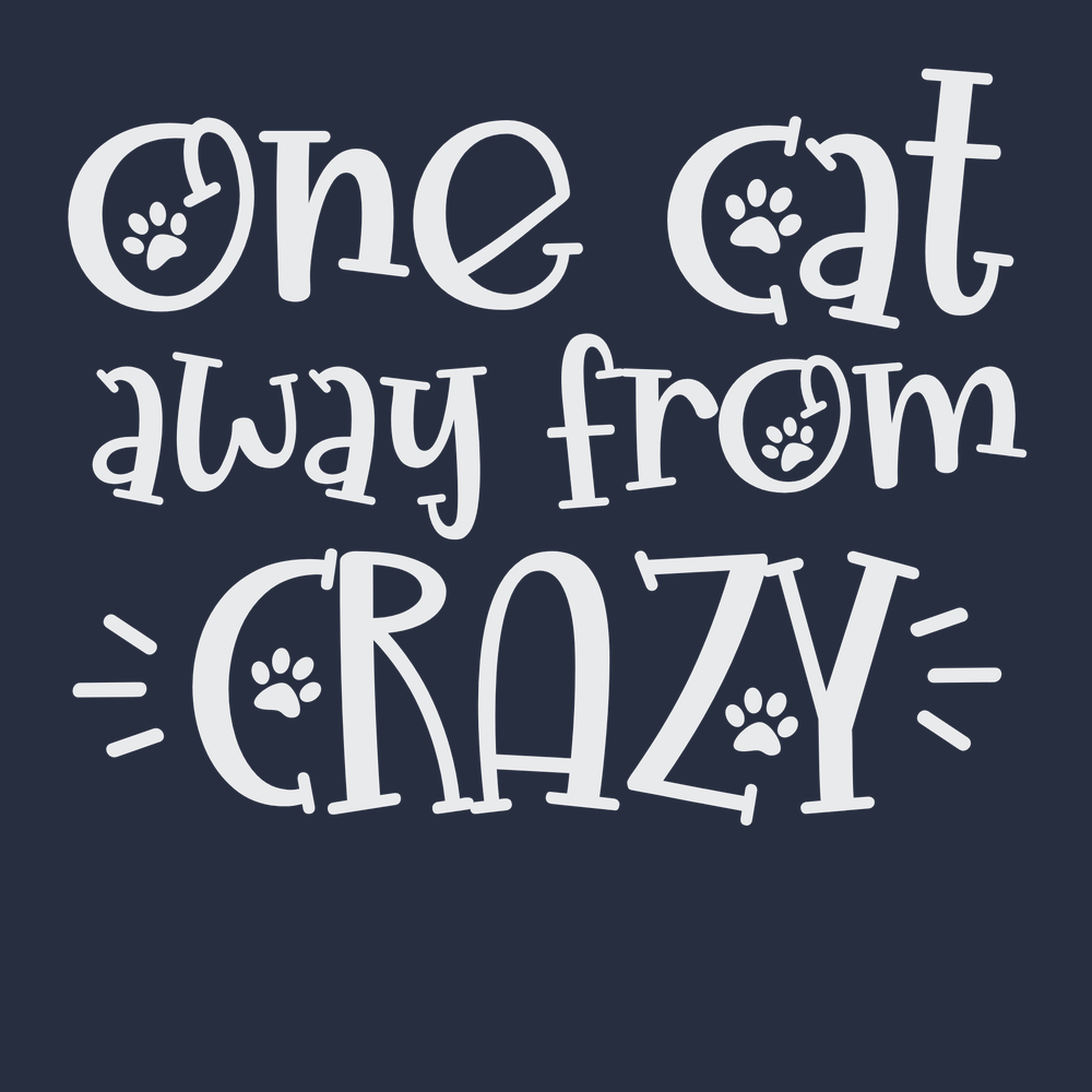 One Cat Away From Crazy T-Shirt Navy