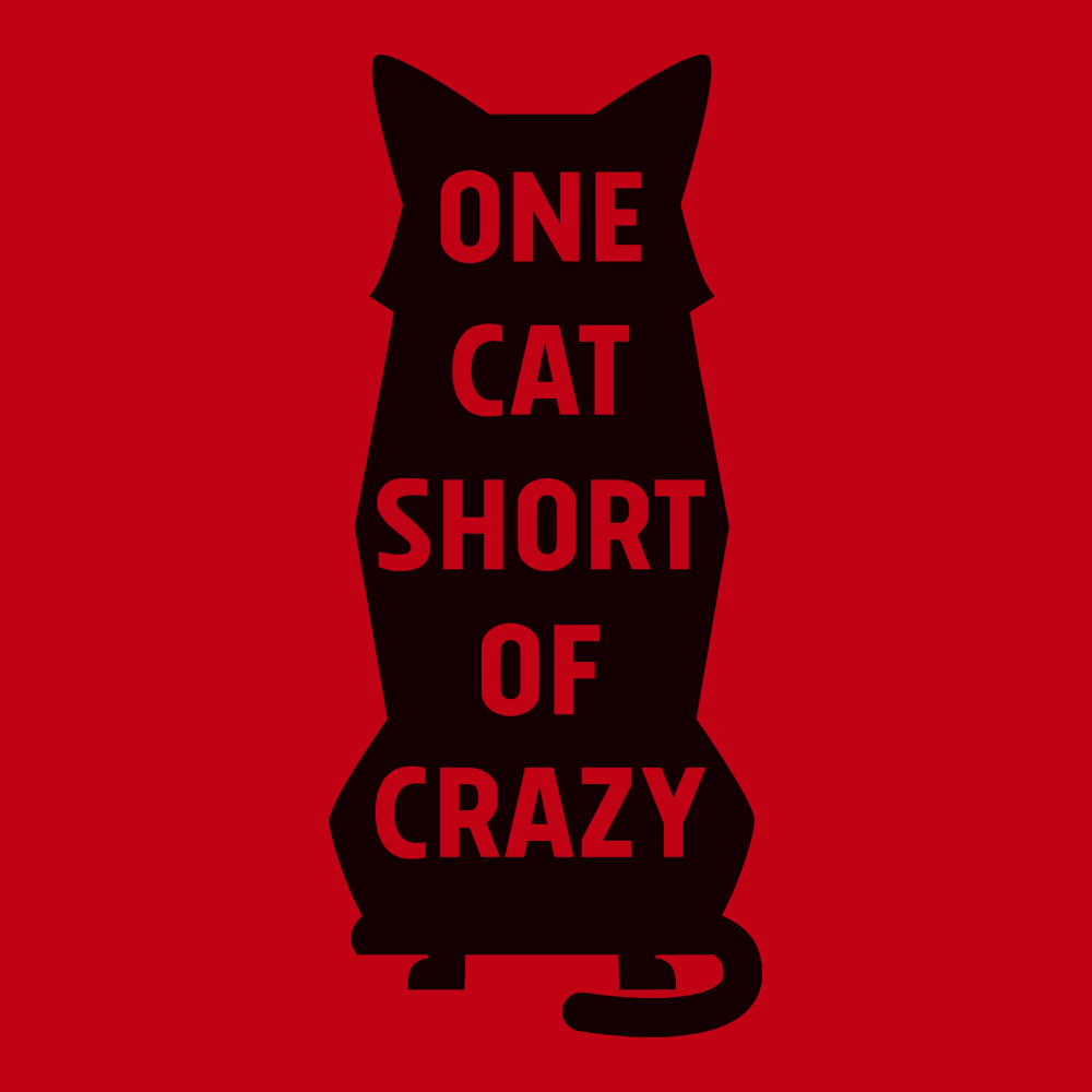 One Cat Short Of Crazy T-Shirt RED