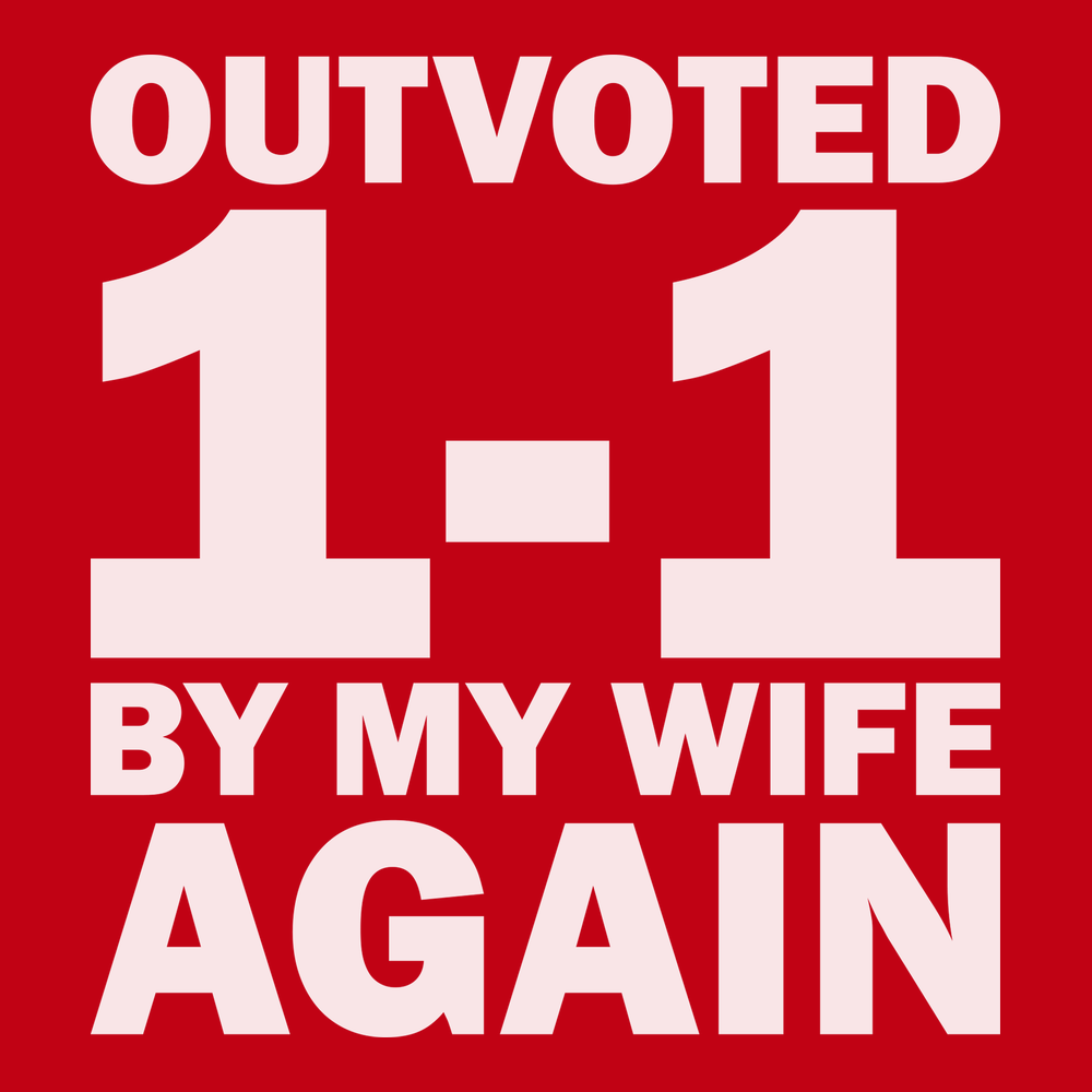 Outvoted By My Wife Again T-Shirt RED