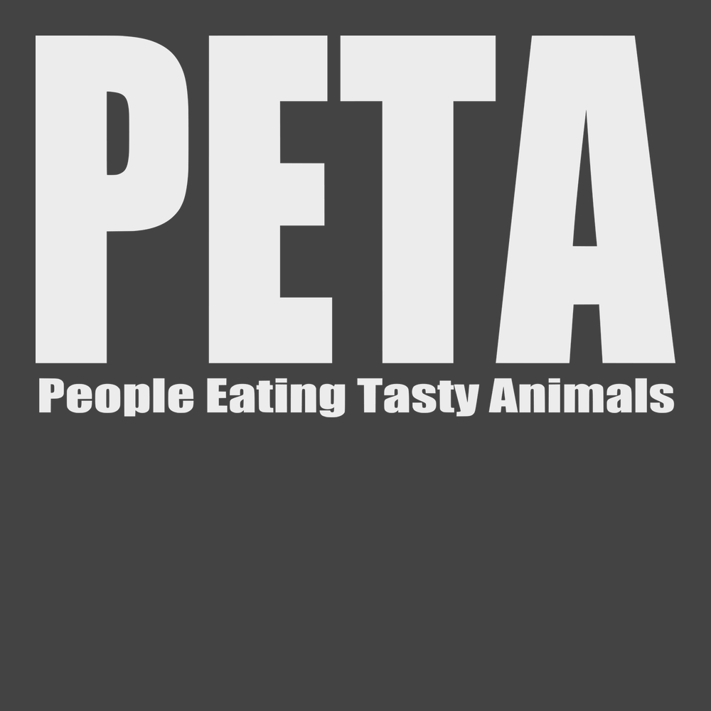 PETA People Eating Tasty Animals T-Shirt CHARCOAL