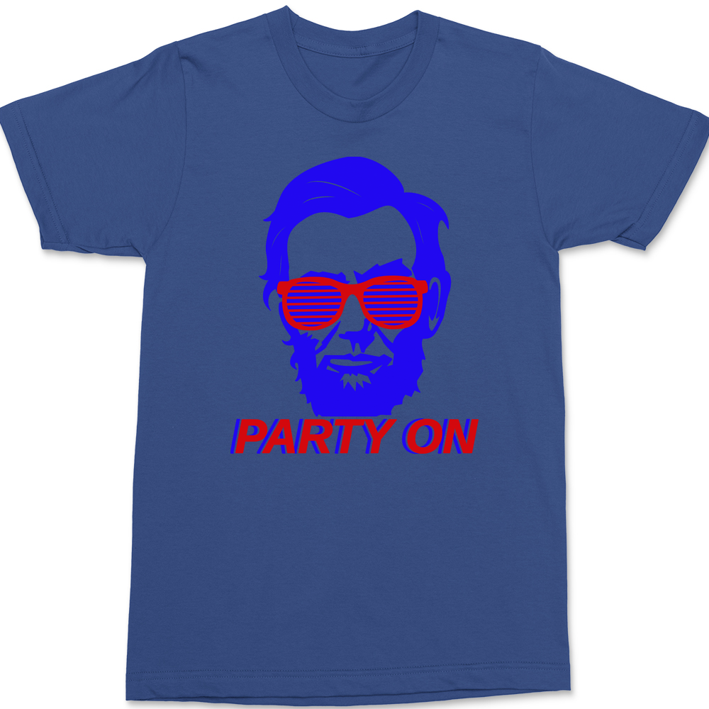 Party On Abe Lincoln T-Shirt BLUE