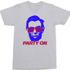 Party On Abe Lincoln T-Shirt SILVER