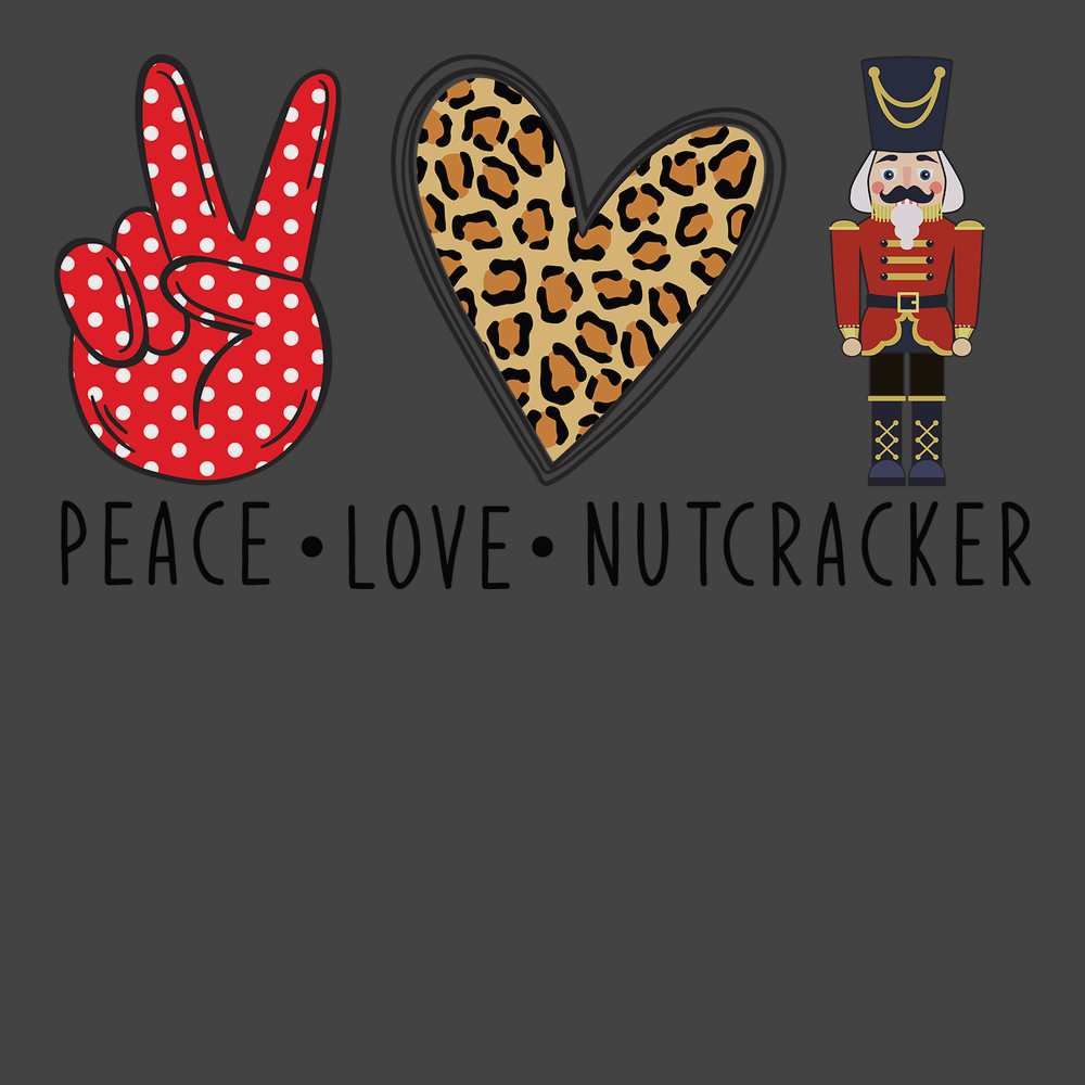 Peace Love Nutcracker T-Shirt CHARCOAL