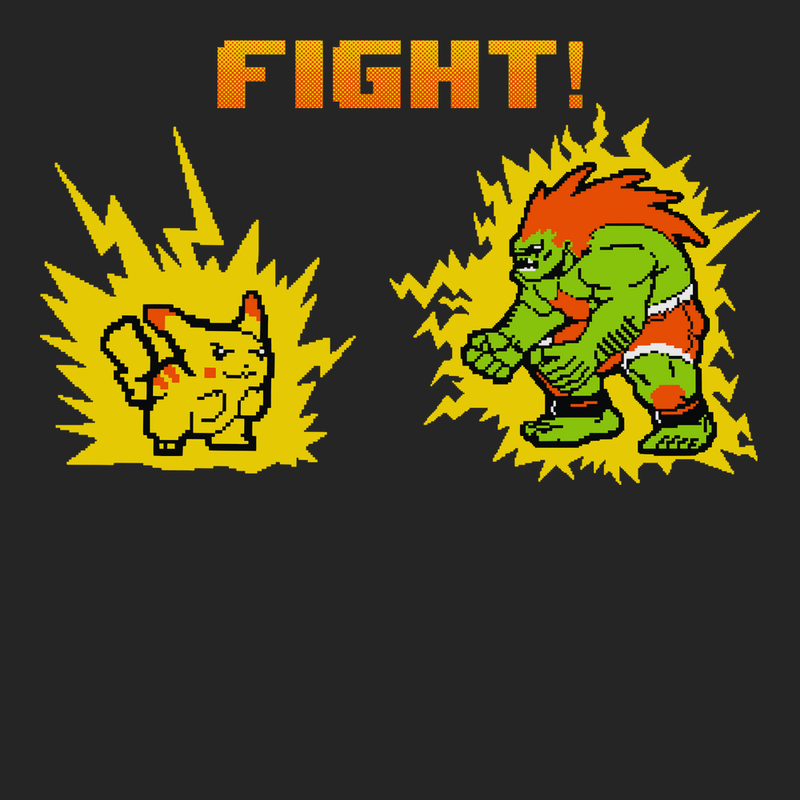 Pikachu Vs Blanka T-Shirt BLACK