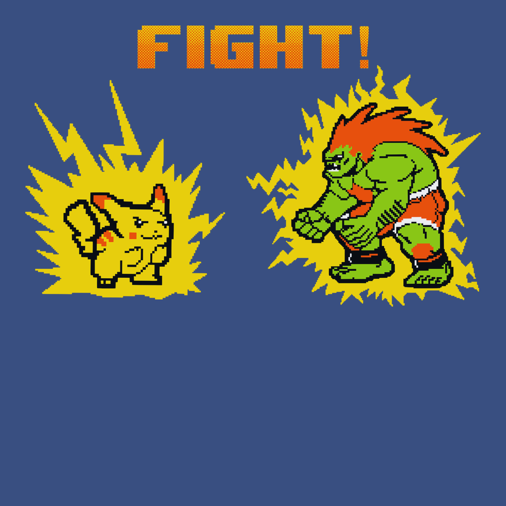 Pikachu Vs Blanka T-Shirt BLUE