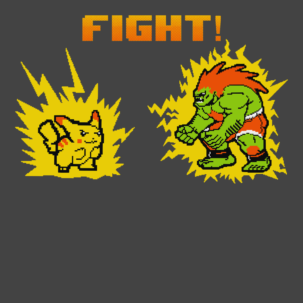 Pikachu Vs Blanka T-Shirt CHARCOAL