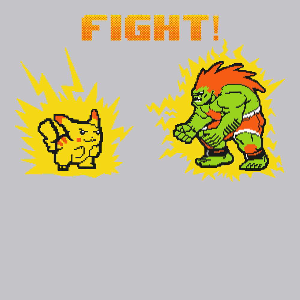 Pikachu Vs Blanka T-Shirt SILVER