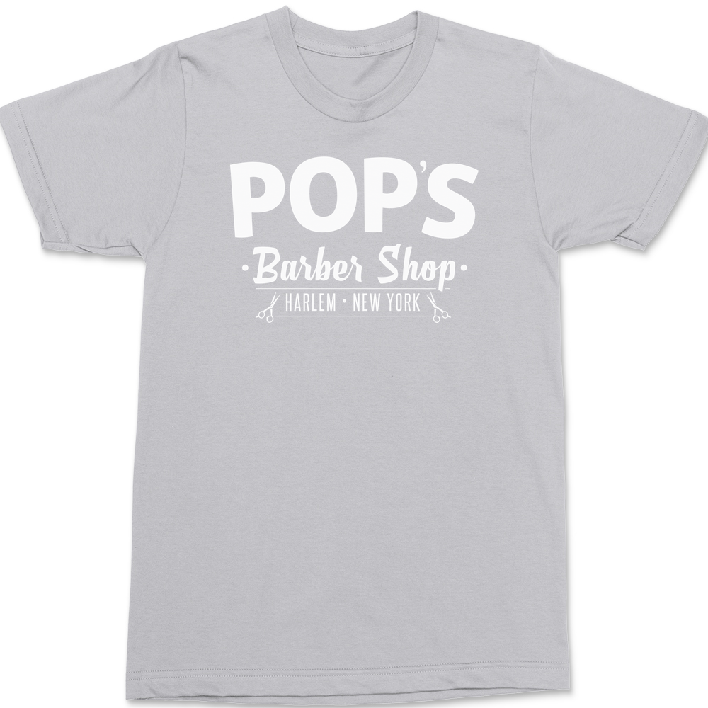 Pops Barber Shop T-Shirt SILVER