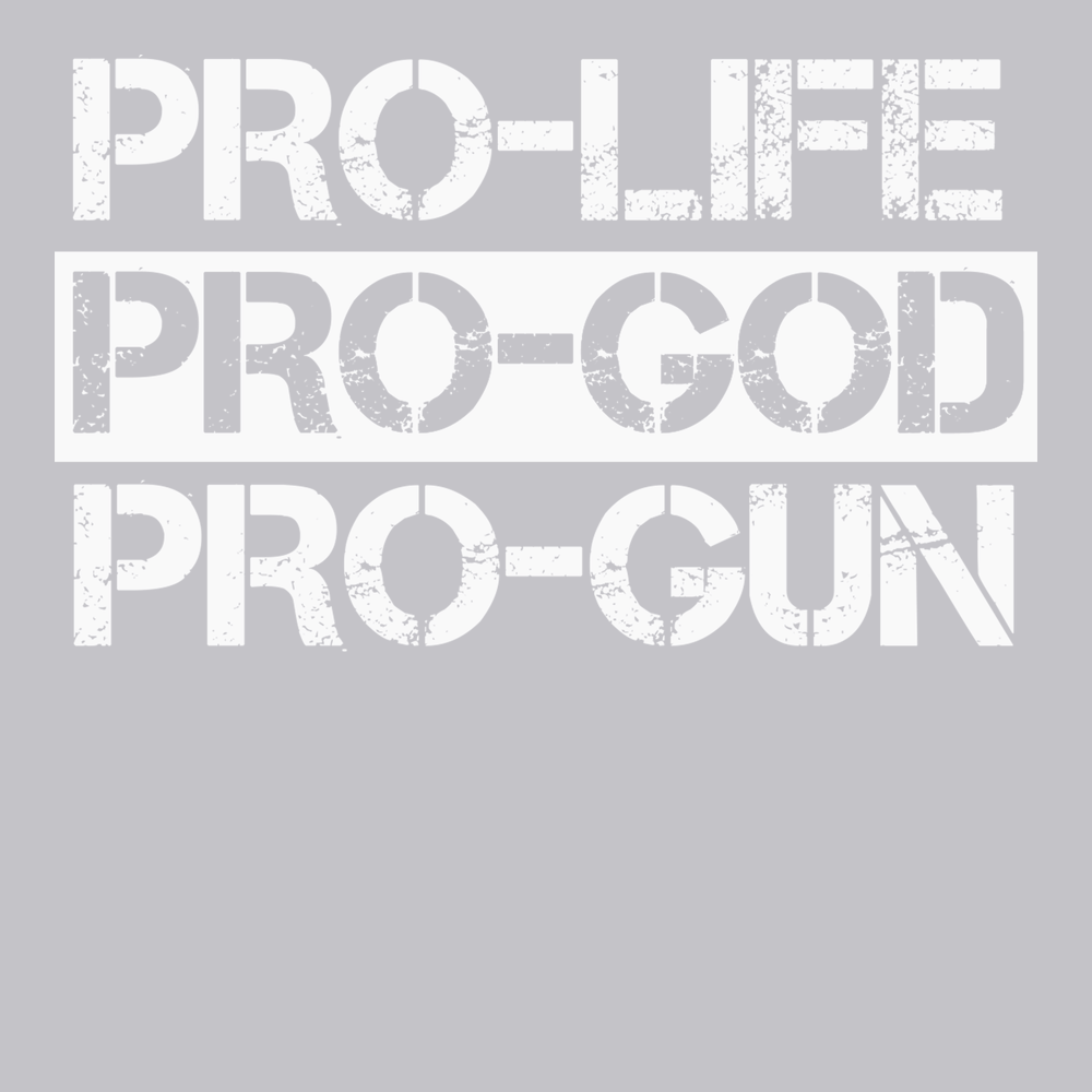Pro-Life Pro-God Pro-Gun T-Shirt SILVER