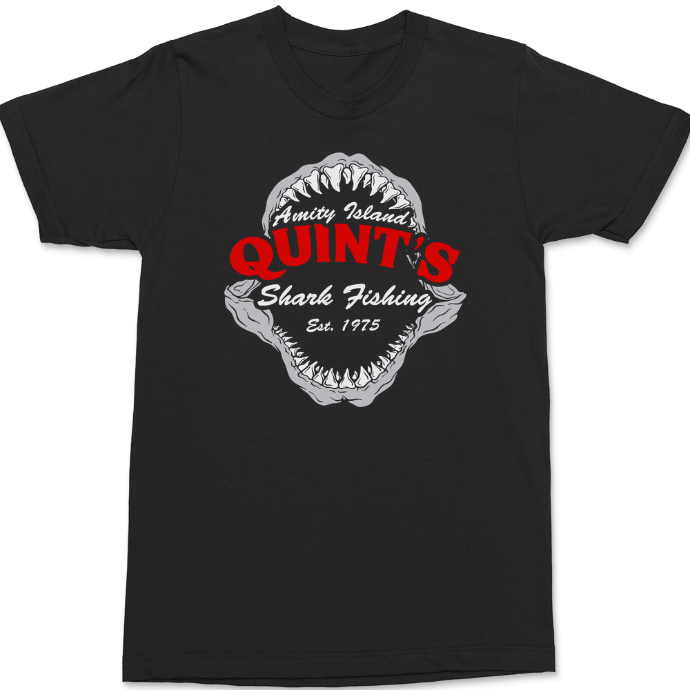 Quint's Shark Fishing Jaws T-Shirt BLACK