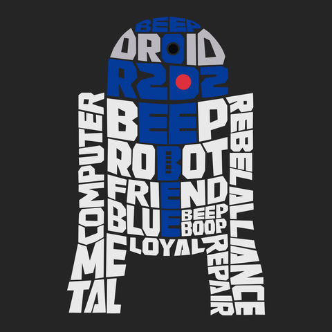 R2D2 Typography T-Shirt BLACK