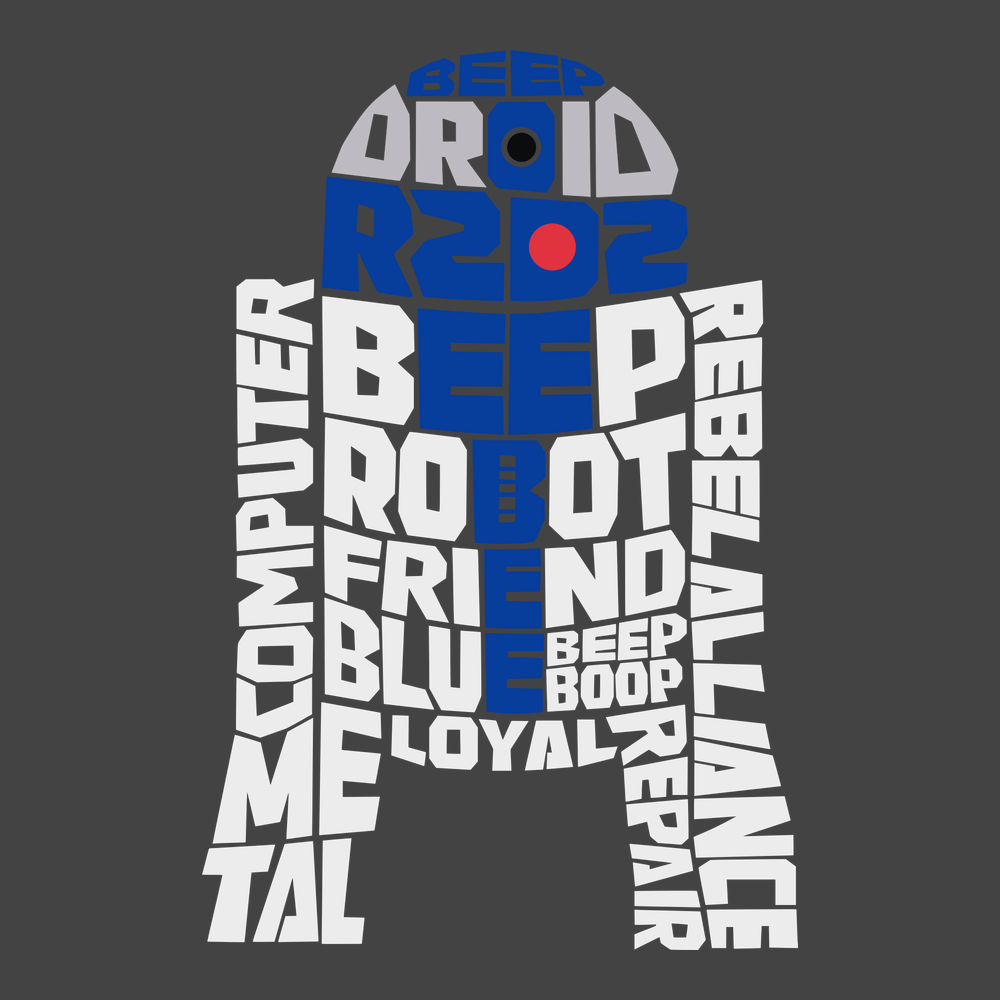 R2D2 Typography T-Shirt CHARCOAL