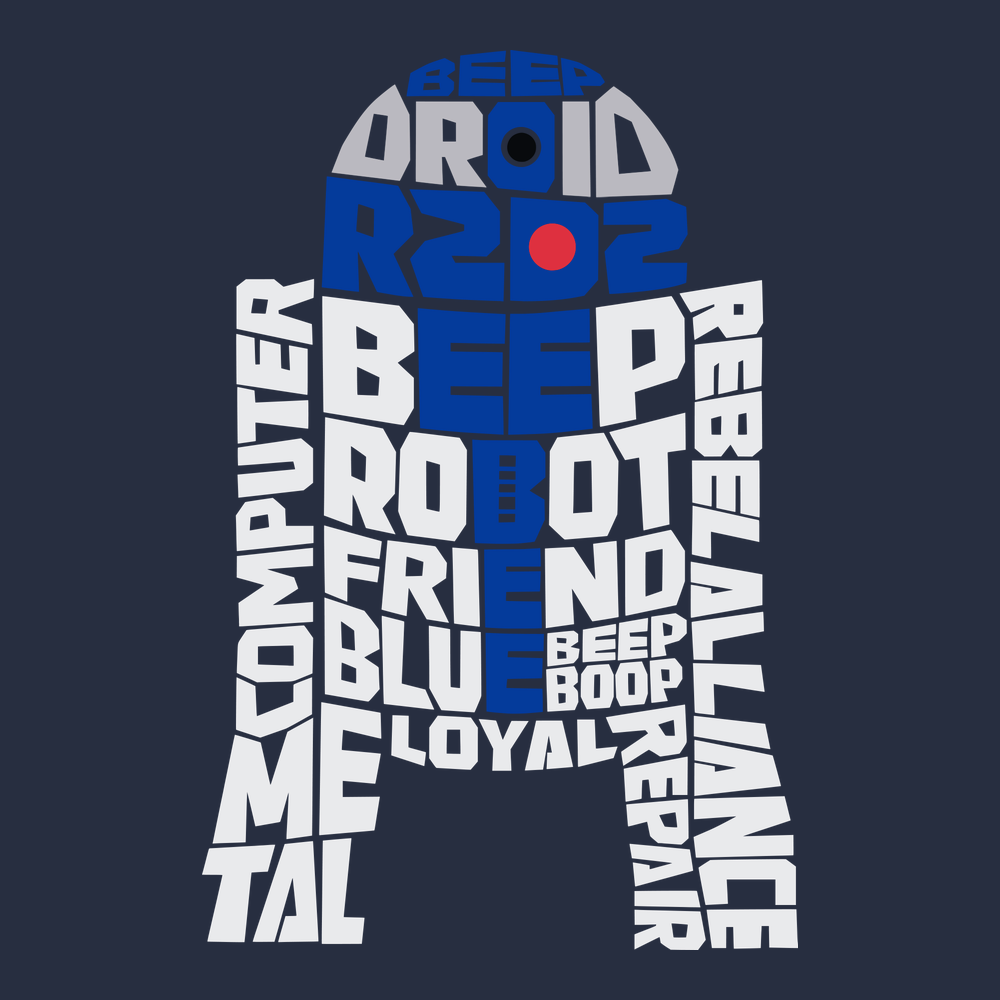 R2D2 Typography T-Shirt NAVY