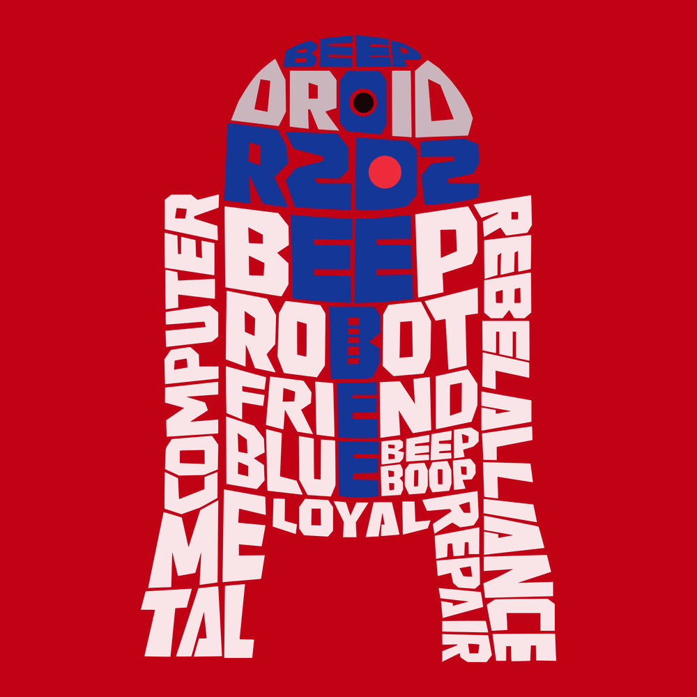 R2D2 Typography T-Shirt RED