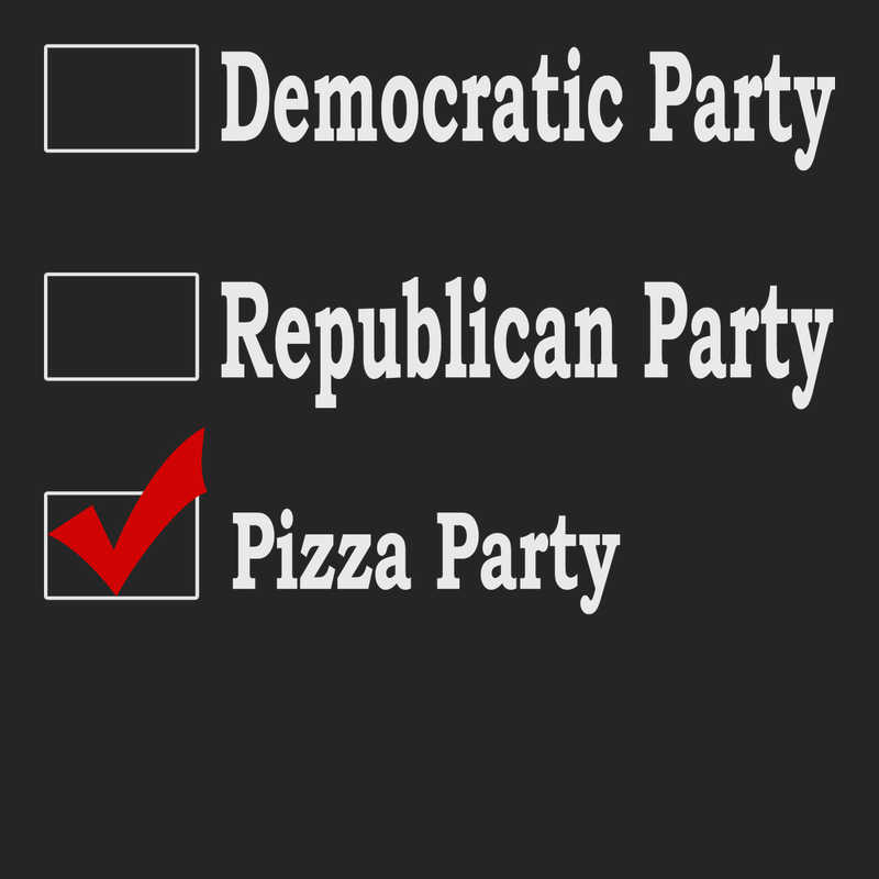Republican Party Democrat Party Pizza Party T-Shirt BLACK