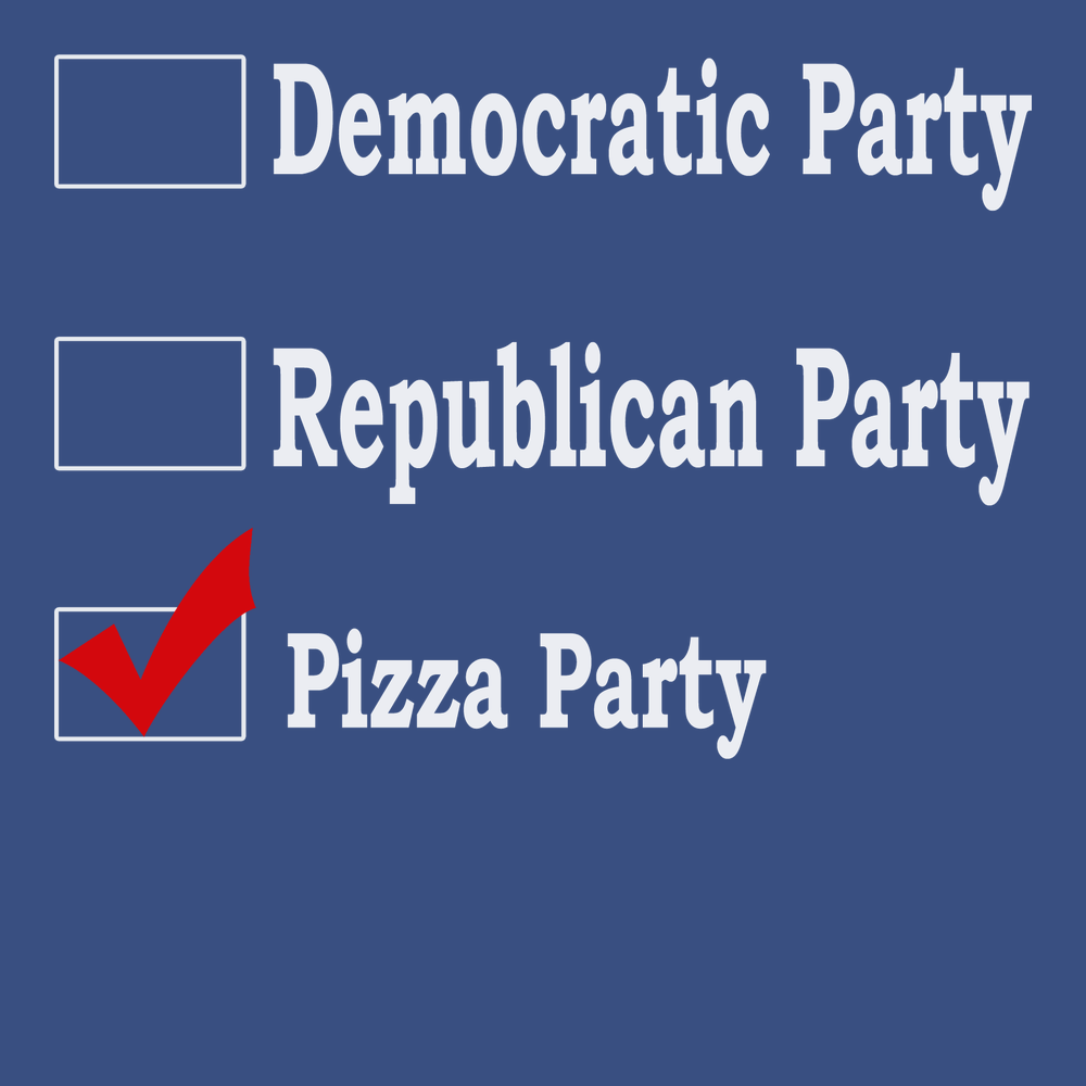 Republican Party Democrat Party Pizza Party T-Shirt BLUE