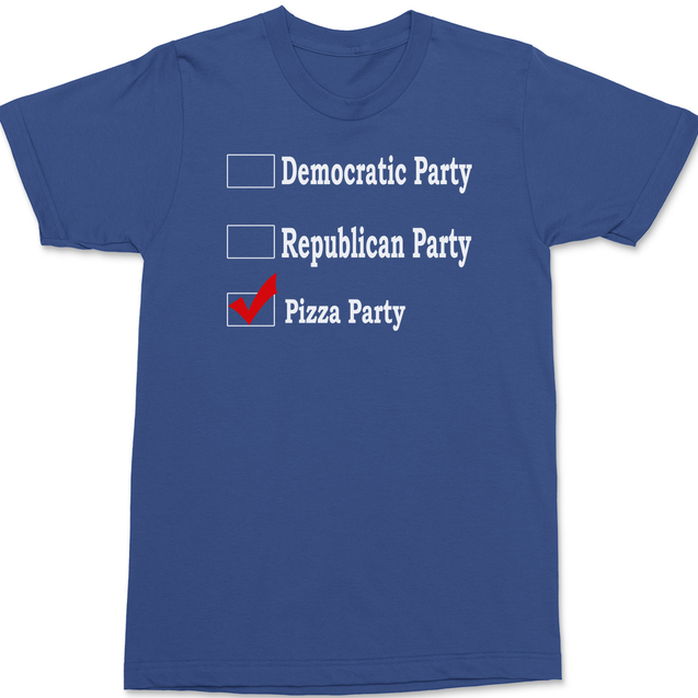 Republican Party Democrat Party Pizza Party T-Shirt BLUE