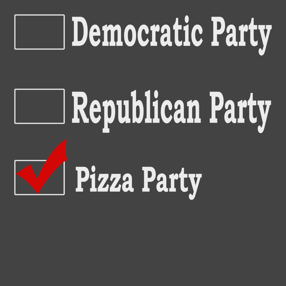 Republican Party Democrat Party Pizza Party T-Shirt CHARCOAL