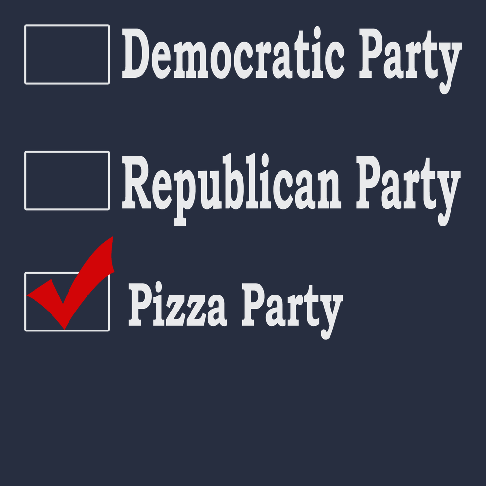 Republican Party Democrat Party Pizza Party T-Shirt Navy