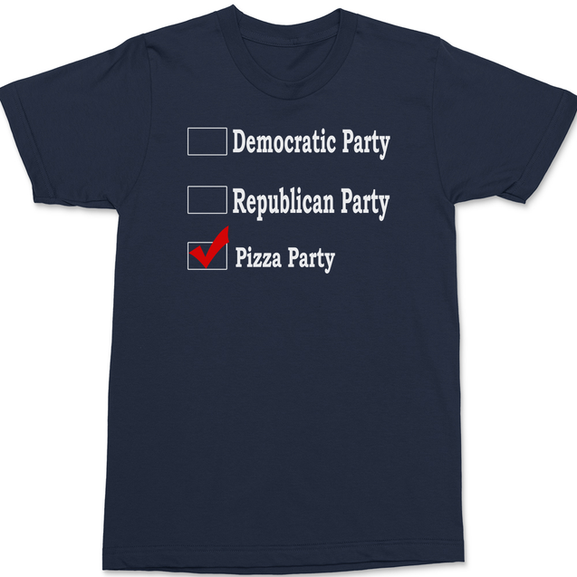 Republican Party Democrat Party Pizza Party T-Shirt Navy