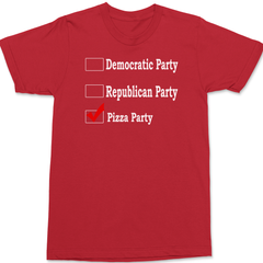 Republican Party Democrat Party Pizza Party T-Shirt RED