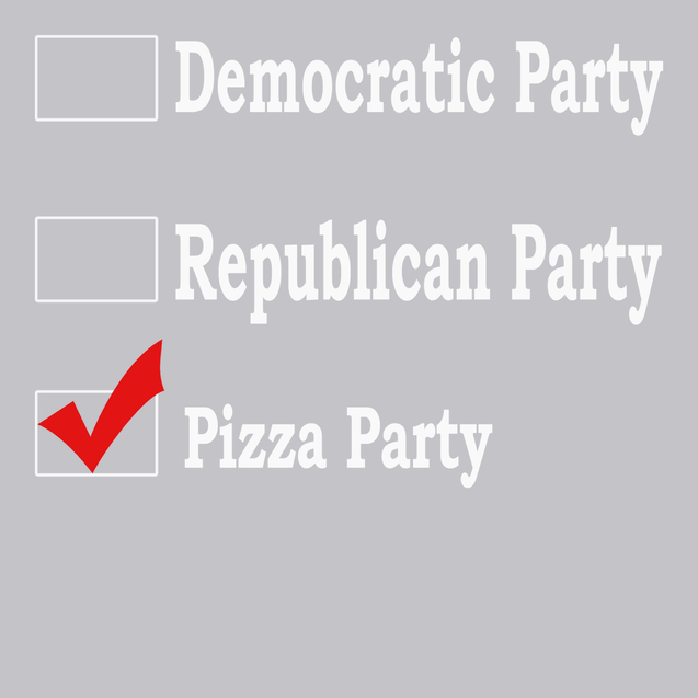 Republican Party Democrat Party Pizza Party T-Shirt SILVER