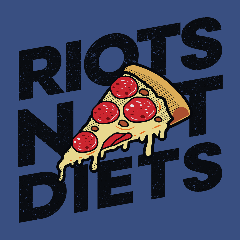 Riots Not Diets Pizza T-Shirt BLUE