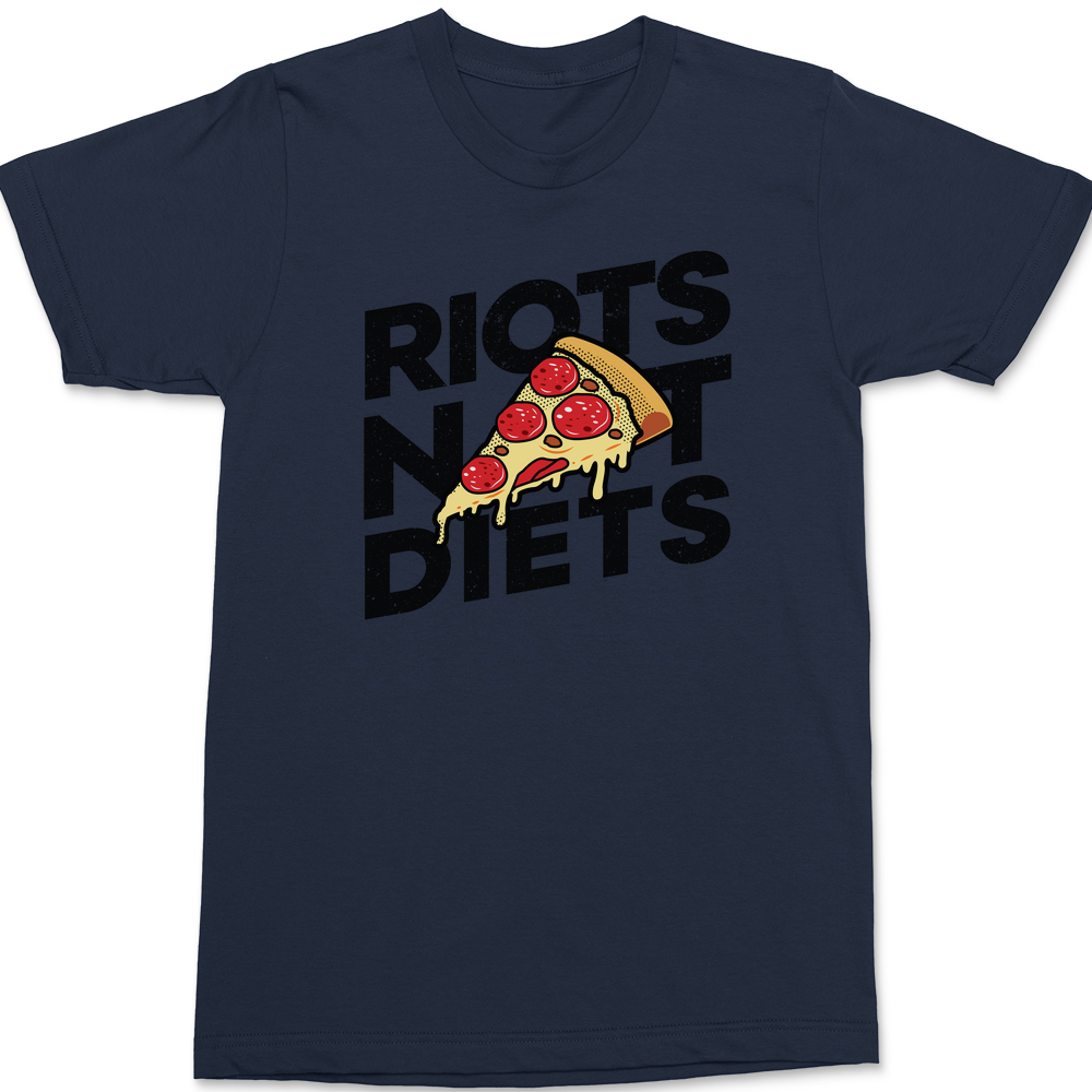 Riots Not Diets Pizza T-Shirt Navy