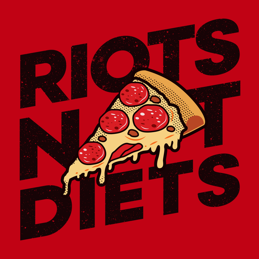 Riots Not Diets Pizza T-Shirt RED
