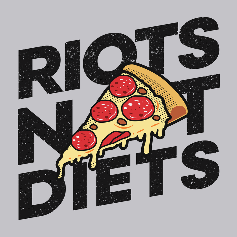 Riots Not Diets Pizza T-Shirt SILVER