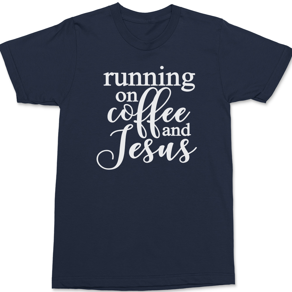 Running on Coffee and Jesus T-Shirt Navy