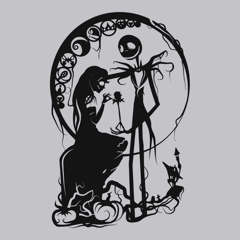 Sally and Jack Skellington T-Shirt SILVER