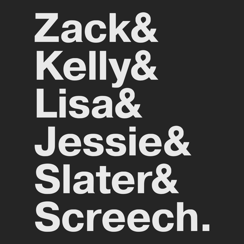 Saved By The Bell Names T-Shirt BLACK