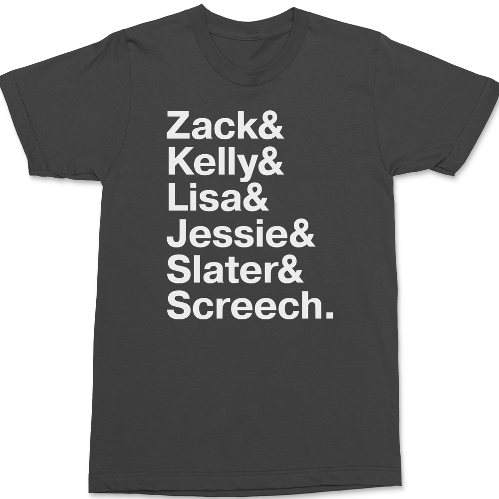 Saved By The Bell Names T-Shirt CHARCOAL
