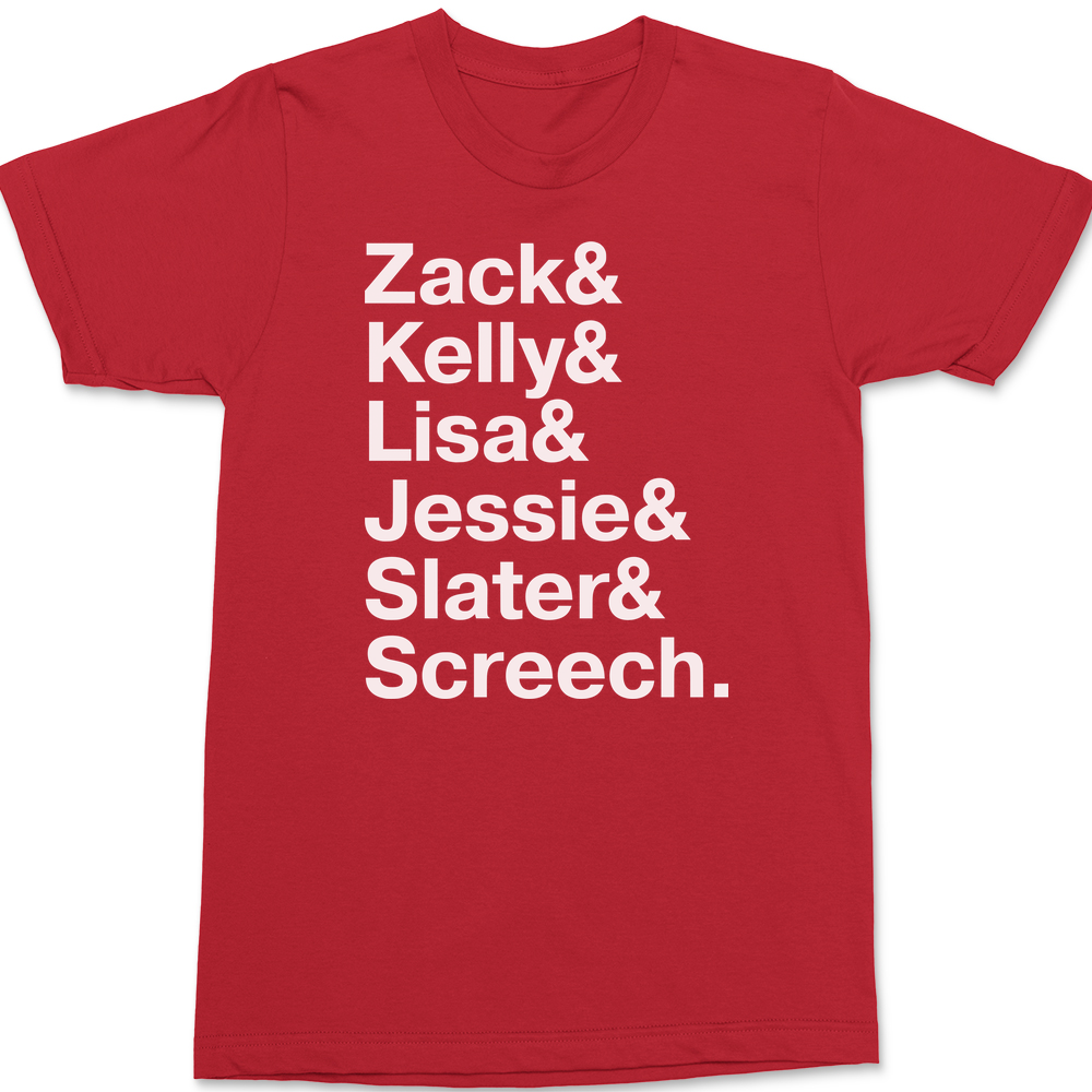 Saved By The Bell Names T-Shirt RED
