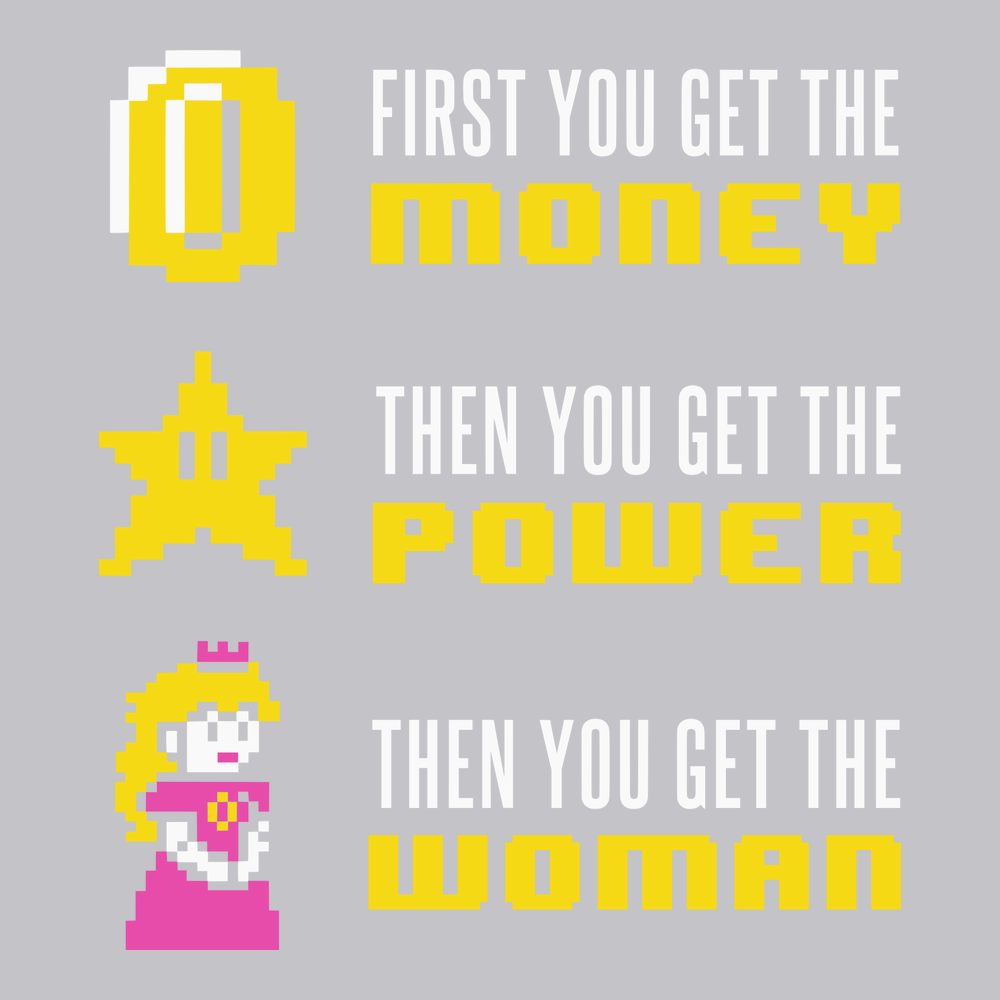 Scarface Mario Money Power Woman T-Shirt SILVER