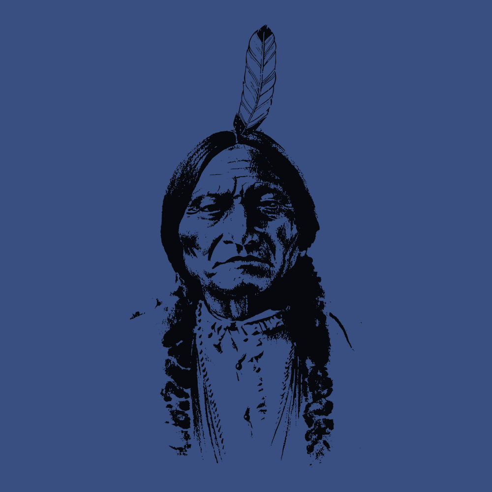Sitting Bull Indian T-Shirt BLUE