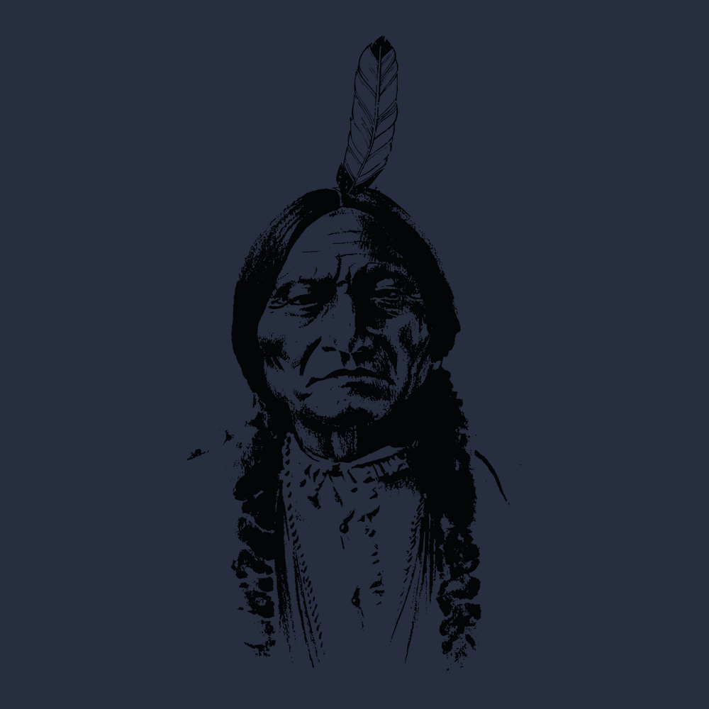 Sitting Bull Indian T-Shirt NAVY