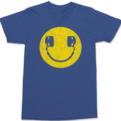 Smiley Face Headphones T-Shirt BLUE