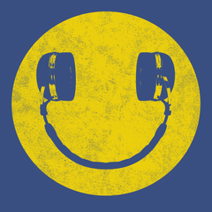 Smiley Face Headphones T-Shirt BLUE