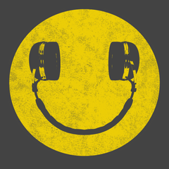 Smiley Face Headphones T-Shirt CHARCOAL