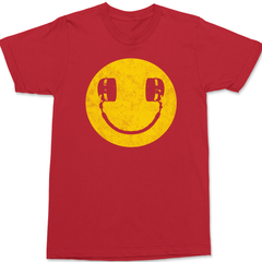 Smiley Face Headphones T-Shirt RED